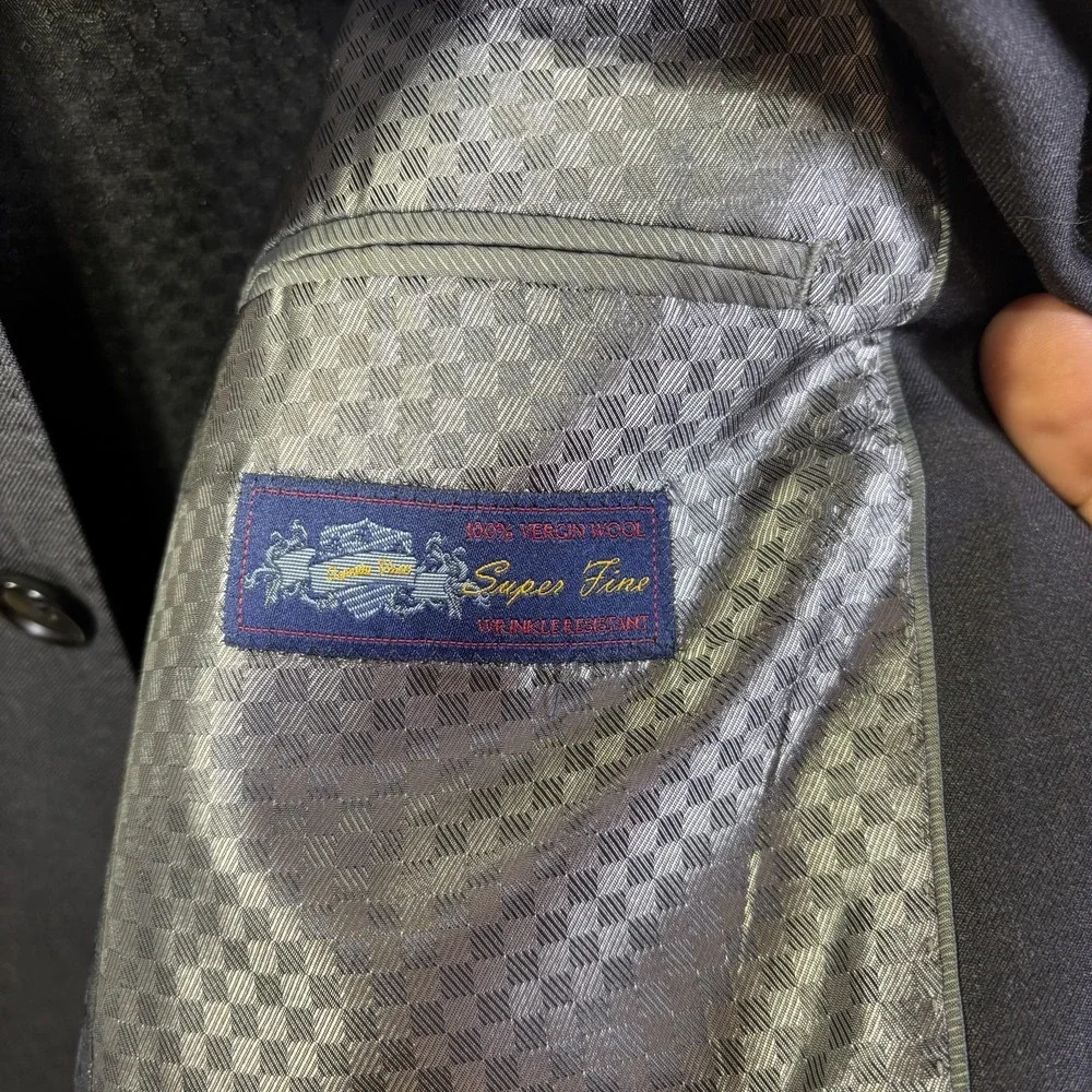 Mantoni‎ Suit Jacket Mens 38R Gray Wool Slim Fit Two Button Business Formal